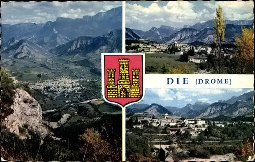 Wappen Ak Die Drôme, Vue generale, Le Glandasse