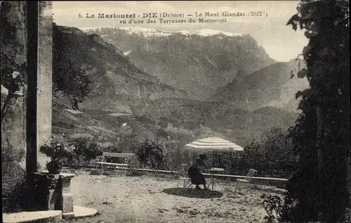 Ak Die Drôme, Le Martouret, Le Mont Glandaz vu d'une des Terrasses du Martouret