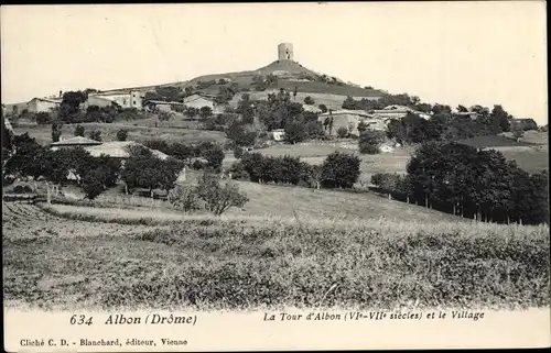 Ak Albon Drôme, La Tour d'Albon et le Village
