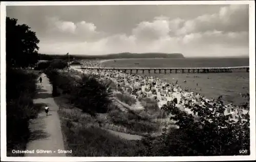 Ak Ostseebad Göhren auf Rügen, Strand, Promenade, Seebrücke