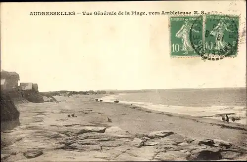 Ak Audresselles Pas de Calais, Vue Generale de la Plage