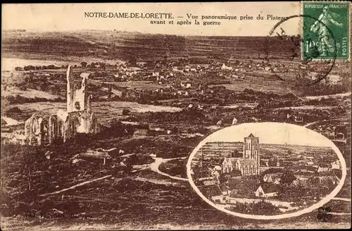 Ak Ablain Saint Nazaire Pas de Calais, Notre Dame de Lorette, Kriegszerstörungen, I. WK