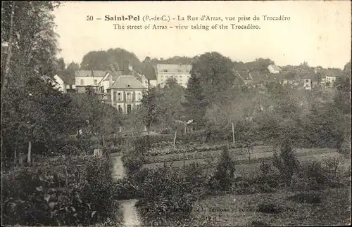 Ak Saint Pol Pas de Calais, La Rue d'Arras, vue prise du Trocadero