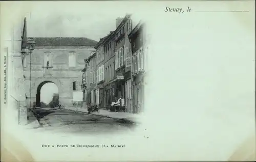 Mondschein Ak Stenay Lothringen Meuse, Rue et la Porte de Bourgogne, La Mairie