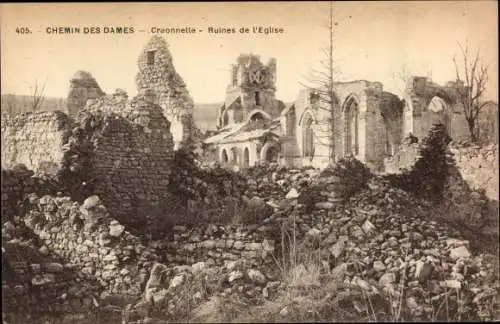 Ak Craonnelle Aisne, Ruines de l'Eglise, Kriegszerstörungen, I. WK