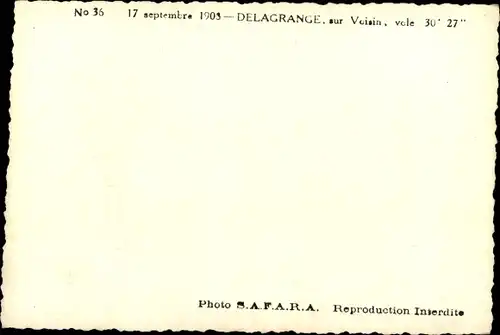 Ak Zivilflugzeug, Delagrance, sur Voisin, 17 Septembre 1903, Flugpioniere