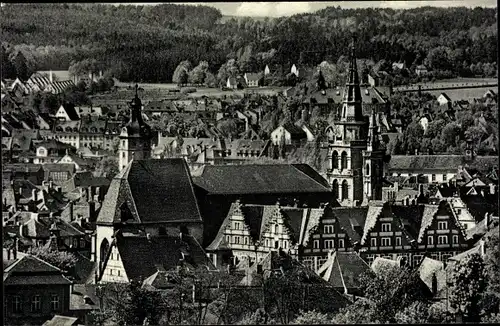 Ak Ansbach in Mittelfranken Bayern, Blick zur Gumbertuskirche und Landgericht