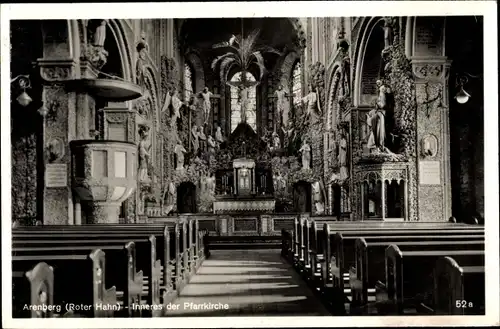 Ak Arenberg Koblenz am Rhein, Inneres der Pfarrkirche