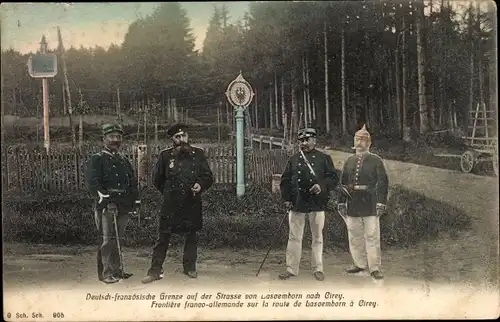 Ak Cirey Meurthe et Moselle, Deutsch-französische Grenze auf der Straße von Lasoemborn nach Cirey