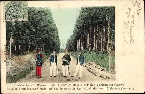 Ak Donon Bas Rhin, Panorama vom Ort, Grenze Deutschland Frankreich, Grenzsoldaten