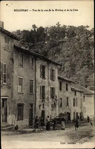 Ak Solignac Haute Vienne, Vue de la rue de la Riviere et de la Cote