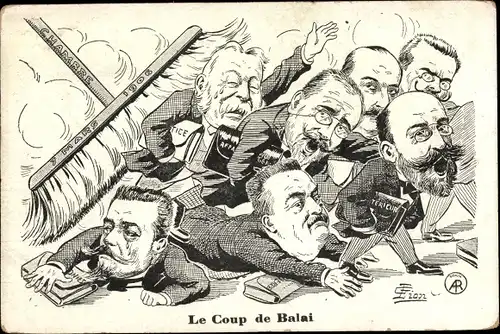 Künstler Ak Lion, G., Le Coup de Balai, Chambre 1906, Karikatur