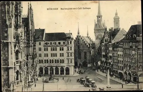 Ak München, Marienplatz, Café Rathaus