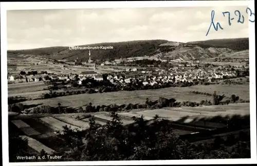 Ak Werbach an der Tauber, Panorama mit Liebfrauenbrunn-Kapelle