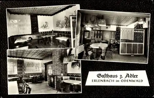 Ak Erlenbach Fürth im Odenwald, Gasthaus zum Adler, Innenansicht