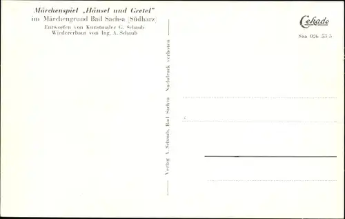 Ak Bad Sachsa in Niedersachsen, Märchengrund, Märchenspiel "Hänsel und Gretel", Gedicht