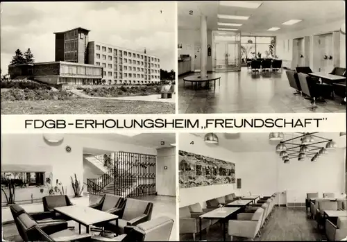 Ak Feldberg in Mecklenburg, FDGB-Erholungsheim "Freundschaft", Klubraum, Empfangshalle