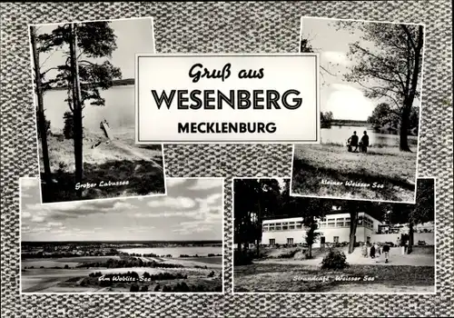 Ak Wesenberg in Mecklenburg, Großer Labussee, Gesamtansicht, Strandcafé Weisser See