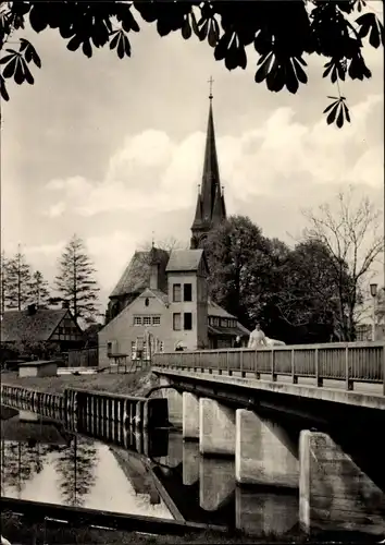 Ak Torgelow an der Uecker, Ueckerbrücke, Kirche