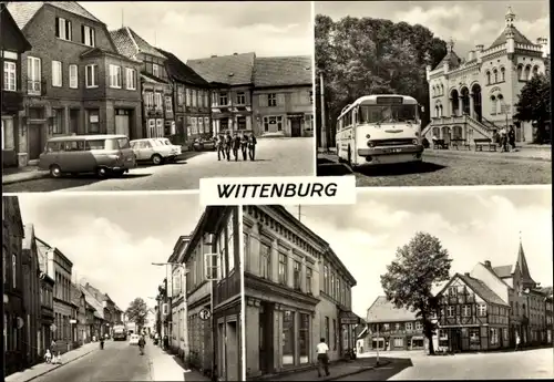 Ak Wittenburg in Mecklenburg Vorpommern, Partie am Markt, Rathaus, Große Straße, Bus