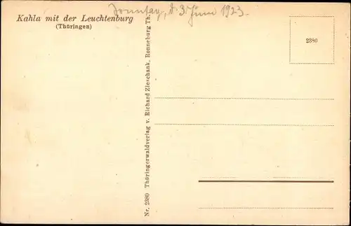 Ak Kahla Thüringen, Panoramablick auf die Stadt mit Leuchtenburg