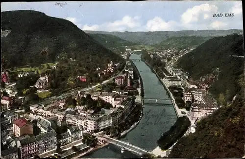 Ak Bad Ems an der Lahn, Ort aus der Vogelschau