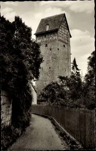 Ak Münnerstadt in Unterfranken Bayern, Jörgenturm mit Jugendherberge