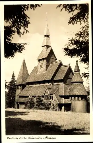 Ak Hahnenklee Goslar Oberharz, Nordische Kirche, Stabkirche