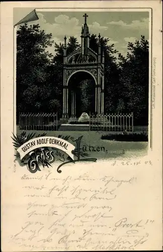 Litho Lützen im Burgenlandkreis, Ansicht vom Gustav Adolf Denkmal