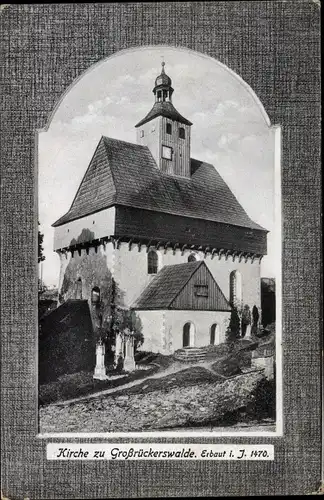 Passepartout Ak Großrückerswalde im Erzgebirge, Die Kirche aus dem Jahre 1470