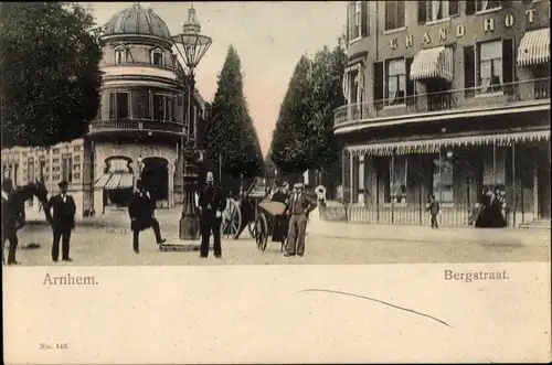 Ak Arnhem Gelderland Niederlande, Bergstraat, Hotel