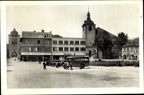 Ak Beroun Beraun Mittelböhmen, Platz, Autos, Turm