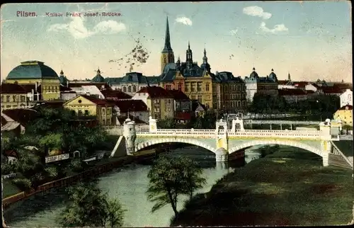 Ak Plzeň Pilsen Stadt, Kaiser Franz Josef-Brücke