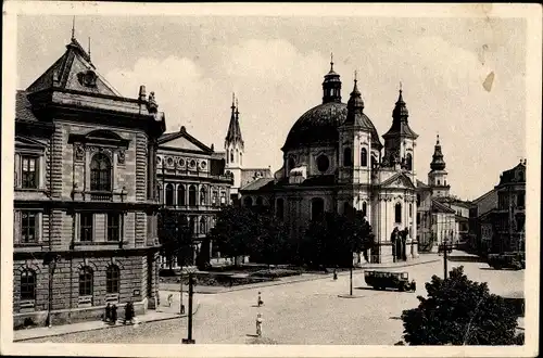 Ak Kroměříž Kremsier Region Zlin, Stadtpartie, Platz, Autobus