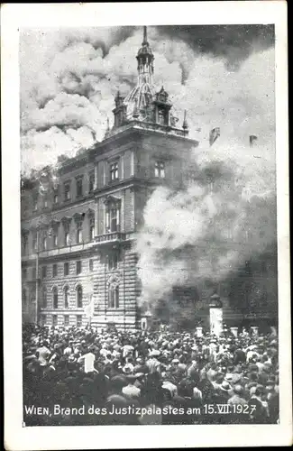 Ak Wien, Brand des Justizpalastes, 1927