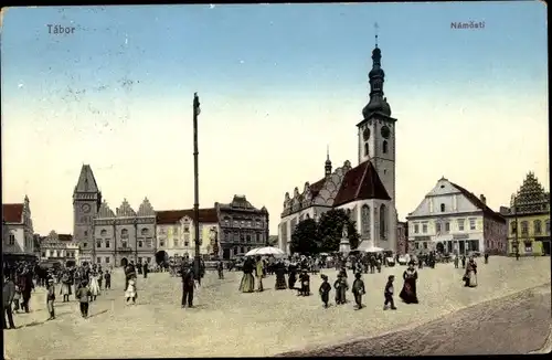 Ak Tábor Südböhmen, Namesti, Marktplatz