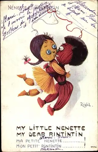 Künstler Ak Right, Nenette et Rintintin, Fadenpuppen