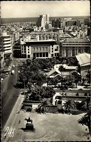 Ak Casablanca Marokko, Place des Nations Unies et vue generale
