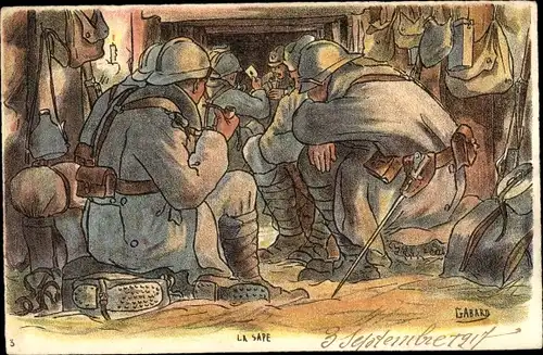 Künstler Ak Gabard, Französische Soldaten im Schützengraben