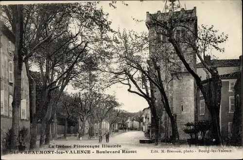 Ak Beaumont les Valence Drôme, Boulevard Rasset