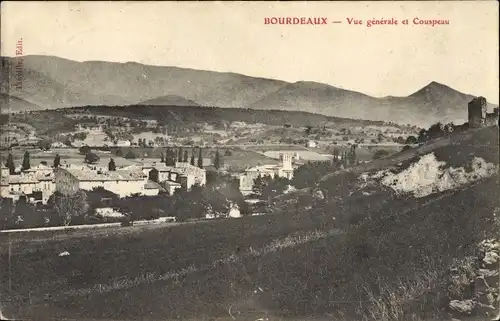 Ak Bourdeaux Drôme, Vue generale et Couspeau