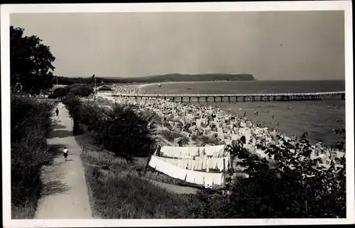 Ak Ostseebad Göhren auf Rügen, Strand, Promenade, Seebrücke