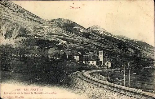 Ak Les Lucettes Drôme, Joli village sur la ligne de Marseille a Grenoble