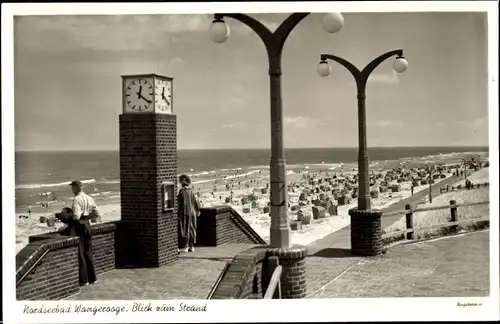 Ak Nordseebad Wangerooge in Ostfriesland, Strand, Uhr