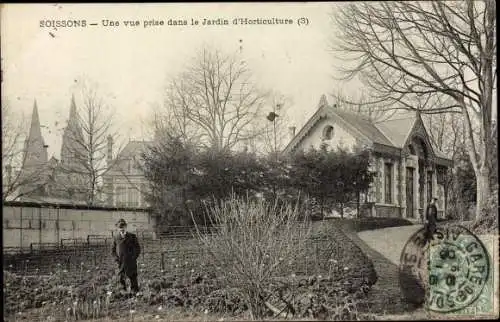 Ak Soissons Aisne, Une vue prise dans le Jardin d'Horticulture
