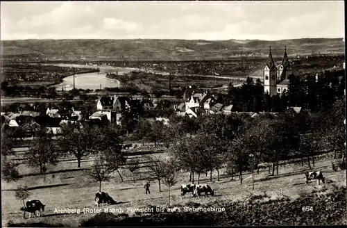 Ak Arenberg Koblenz am Rhein, Roter Hahn, Siebengebirge, Panorama