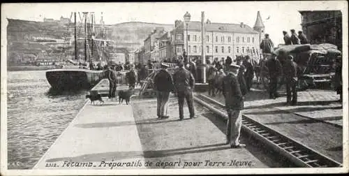 Ak Fécamp Seine Maritime, Preparatifs de depart pour Terre-Neuve