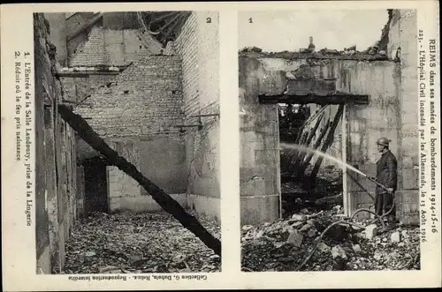 Ak Reims Marne, Dans ses annees de bombardements, Kriegszerstörungen, I. WK