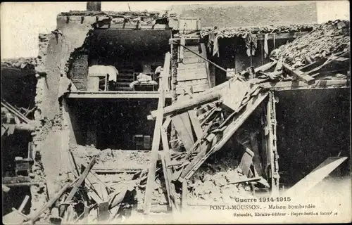 Ak Pont à Mousson Mussenbrück Lothringen Meurthe et Moselle, Maison bombardee