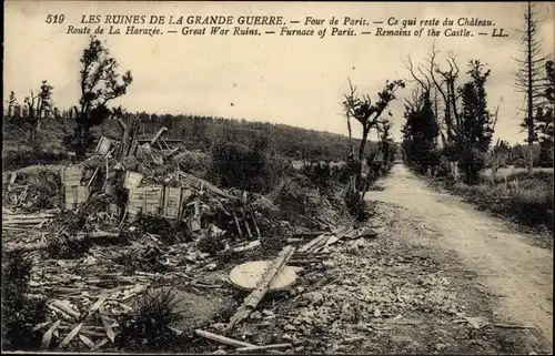 Ak Les Ruines de la Grande Guerre, Four de Paris, Ce qui reste du Chateau